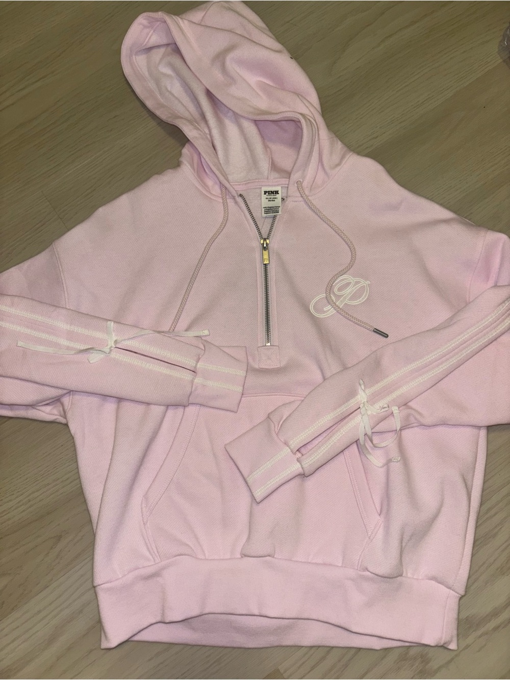 PINK Victoria's Secret Light Pink Half-Zip Hoodie